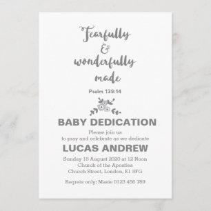 Fearful & Wonderful Made Baby Dedication Kaart