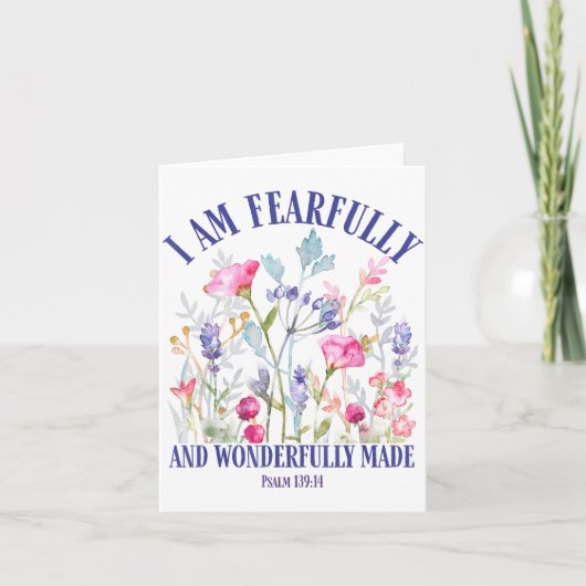 Fearfully And Wonderfully Made Floral Christian Bi Kaart (Voorkant)