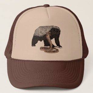 Fearless Badass Honey Badger die een aanval op Cob Trucker Pet
