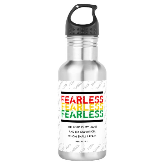 FEARLESS Christelijk Scripture Psalm 27 WH Waterfles (Voorkant)