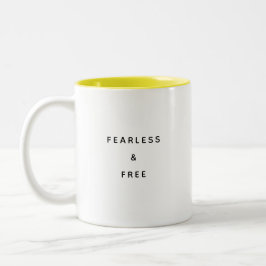 Fearless & Free Typography Modern Two-Tone Mug Tweekleurige Koffiemok