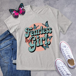 Fearless Girl Retro Circle Butterfly Shirt