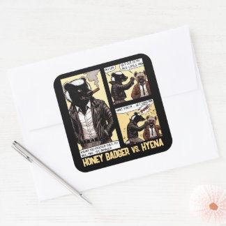 FEARLESS Honey Badger Vecht een Hyena Vierkante Sticker