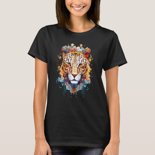 Fearless Jaguar Face Big Cat Lover Print Art Graph T-shirt (Voorkant)