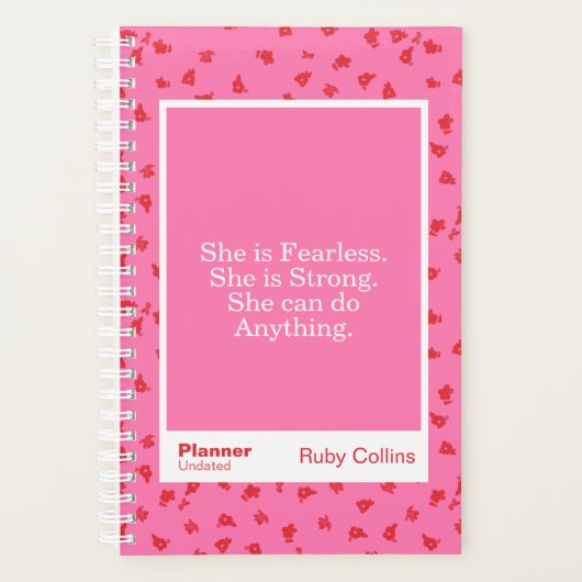 Fearless Pink Floral Inspirational Quote (Devant)