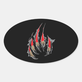 Fearless Tiger Claw Silhouette Ovale Sticker