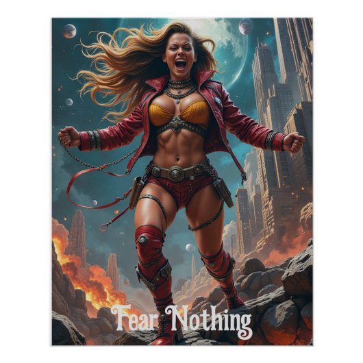 Fearless vrouw Warrior poster Perfect Poster (Voorkant)