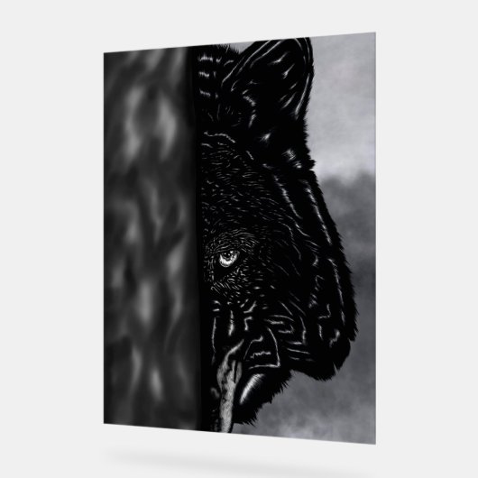 Fearlessly Watching – Hand-Drawn Wolf (Angle)