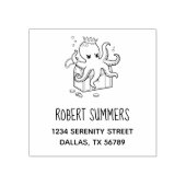 Fearsome Octopus Guarding Treasure Chest Address Rubberstempel (Afrduk)