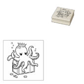 Fearsome Octopus Guarding Treasure Chest Rubberstempel (Gestempeld)
