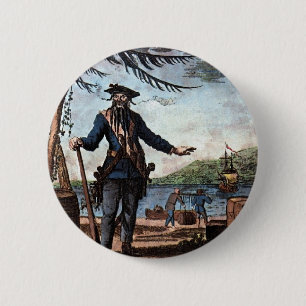 Fearsome Pirate Blackbeard. Ronde Button 5,7 Cm
