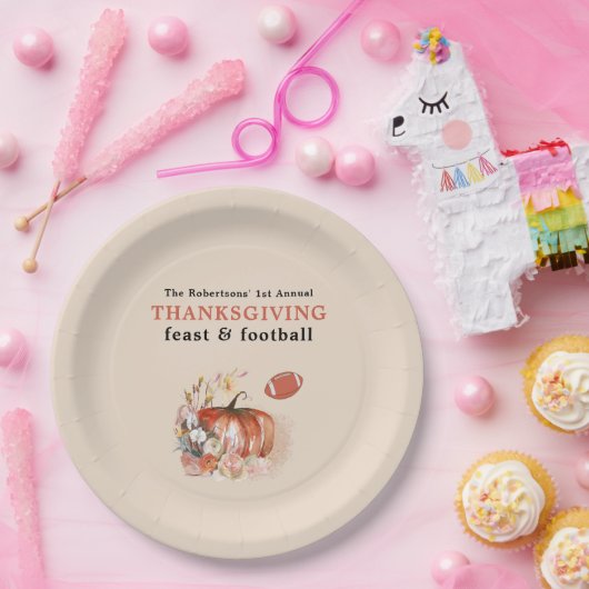 Feast en Football Thanksgiving Dinnelichtperk Papieren Bordje (Feest)