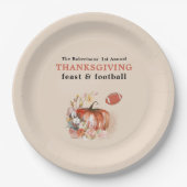 Feast en Football Thanksgiving Dinnelichtperk Papieren Bordje (Voorkant)