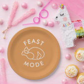 Feast Mode Sinaasappel Modern Funny Thanksgiving P Papieren Bordje (Feest)