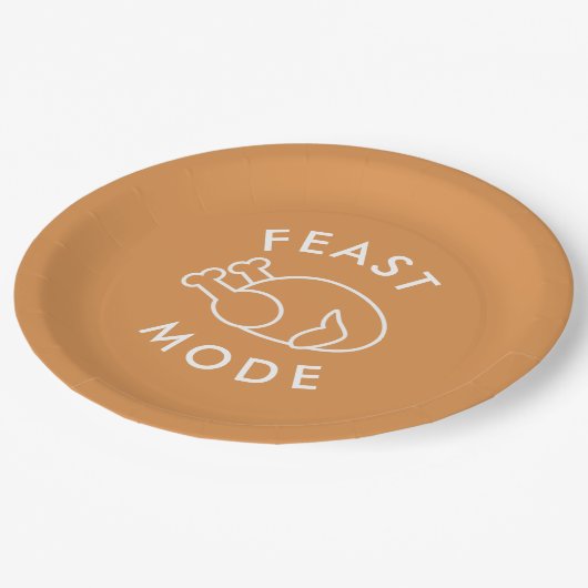 Feast Mode Sinaasappel Modern Funny Thanksgiving P Papieren Bordje (Gekanteld)