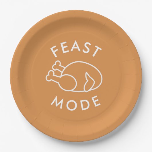 Feast Mode Sinaasappel Modern Funny Thanksgiving P Papieren Bordje (Voorkant)