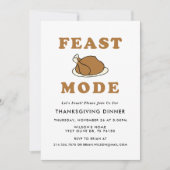Feast Mode Thanksgiving Dinner Party Invitation Kaart (Voorkant)