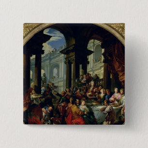 Feast onder een Ionic Portico, c.1720-25 Vierkante Button 5,1 Cm