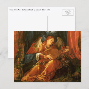 Feast van het Roos Garlands Angel door Albrecht Du Briefkaart