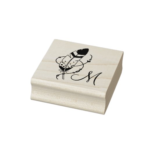 Feather Beads Tribal Boho Amulet Monogram Rubberstempel (Stempel)