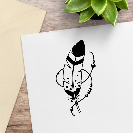 Feather Beads Tribal Boho Amulet Rubberstempel