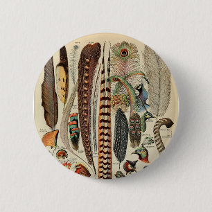 Feather Bird Wildlife Antiek veren Ronde Button 5,7 Cm