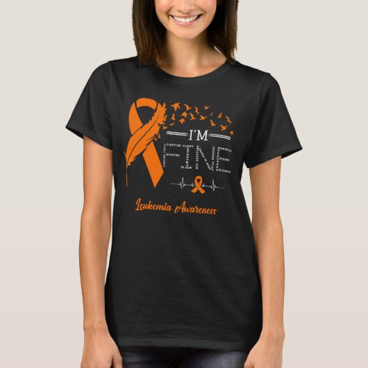 Feather Birds I'm Fine Leukemie Bewustzijn T-shirt (Voorkant)