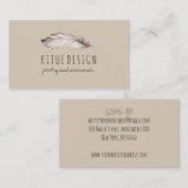 Feather Boho Girly Vrouwelijk Beige Grijs Visitekaartje (Voorkant / Achterkant)