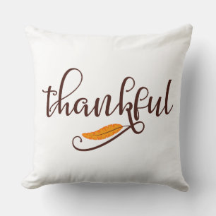 Feather Boho Native Thankful Typografie Kussen