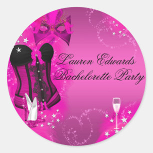 Feather Corset Roze Bachelorette Party Sticker