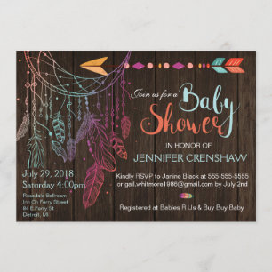 Feather Dream Catcher Baby shower Uitnodiging