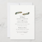 Feather Duo | Waterverf bruiloft uitnodigen Kaart (Voorkant)