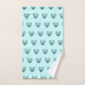 Feather heart in soft green bad handdoek (Handdoek)