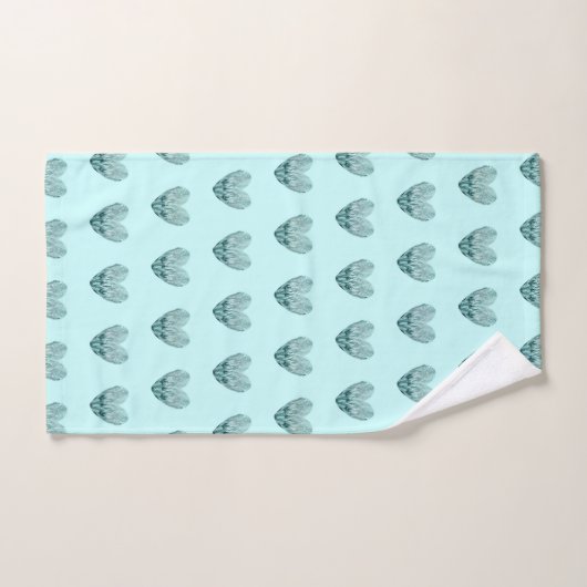 Feather heart in soft green bad handdoek (Handdoek)