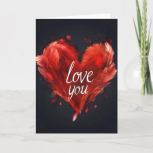 Feather Heart Love You Feestdagen Kaart