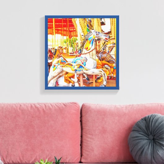 Feather Horse Carrousel draaimolen Canvas Afdruk (Insitu (Woonkamer))