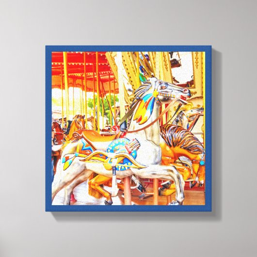 Feather Horse Carrousel draaimolen Canvas Afdruk (Voorkant)