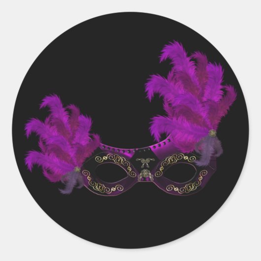 Feather Mask Masquerade Party Event Custom Ronde Sticker (Voorkant)