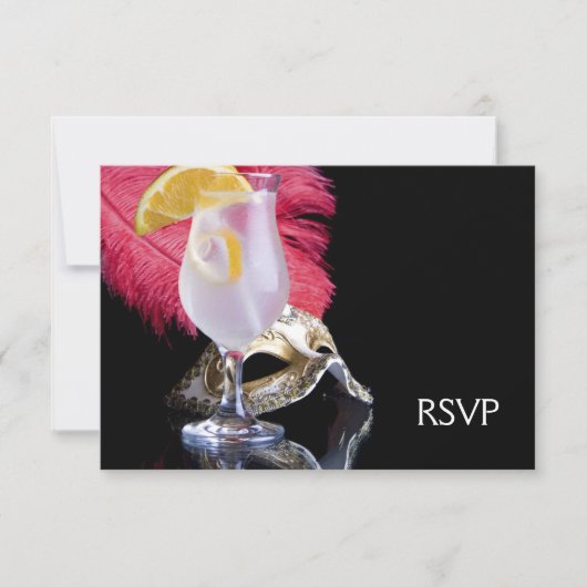 Feather Mask Masquerade Party RSVP (Voorkant)