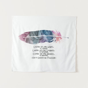 "Feather" met Indiaans spreekwoord Wandkleed
