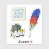 Feather Pen and Cowboy Boots Pen Pal Sticker (Vel)
