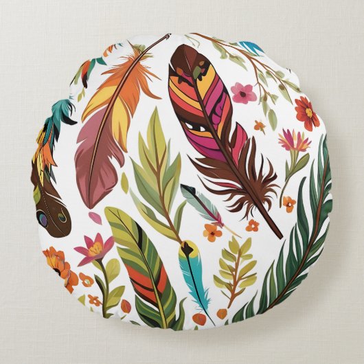 Feather Symphony Rond Kussen (Voorkant)