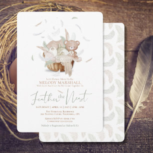 Feather the Nest Baby shower Invitation Kaart