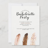 Feather Watercolor Bachelorette Party Invitation (Devant)