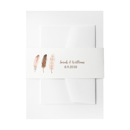 Feather Waterverf Belly Band Uitnodigingen Wikkel (Voorkant Voorbeeld)