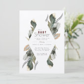 Feather Waterverf | Boho Baby shower Uitnodigen Kaart (Staand voorkant)