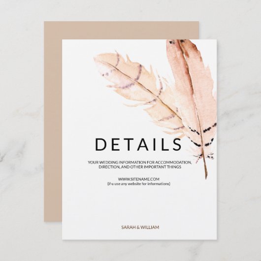 Feather Waterverf informatie Kaart (Voorkant / Achterkant)