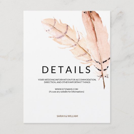 Feather Waterverf informatie Kaart (Voorkant)