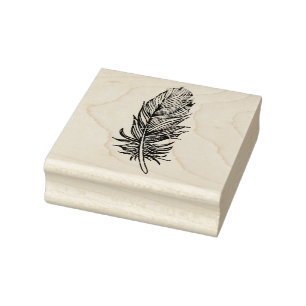Feather Wood Art Stamp Rubberstempel