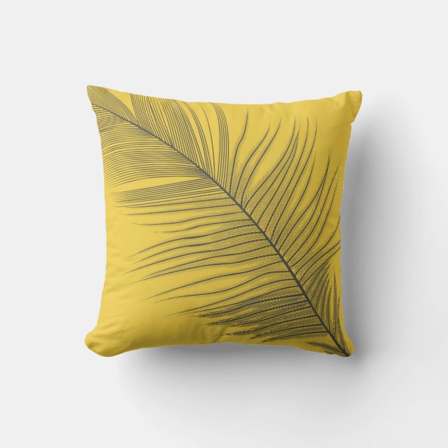 Feather Yellow Pillow Kussen (Voorkant)